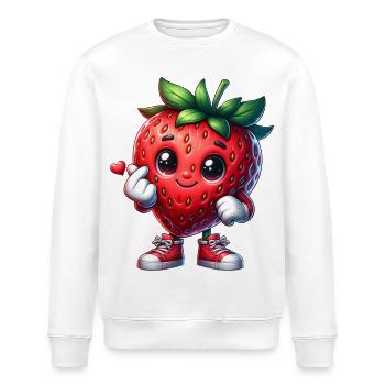 Erdbeere Herzhand - Stanley/Stella Unisex Bio-Sweatshirt ROLLER - Weiß - Vorne - Nik (191cm)