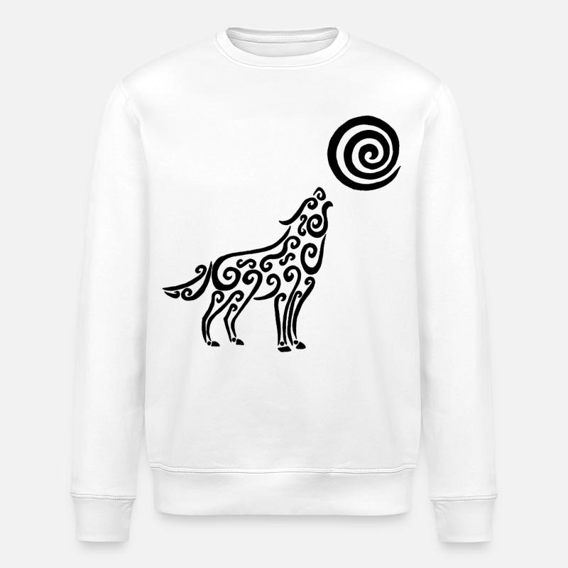 Le loup noir et la lune - Sweat bio ROLLER Stanley/Stella Unisexe - blanc