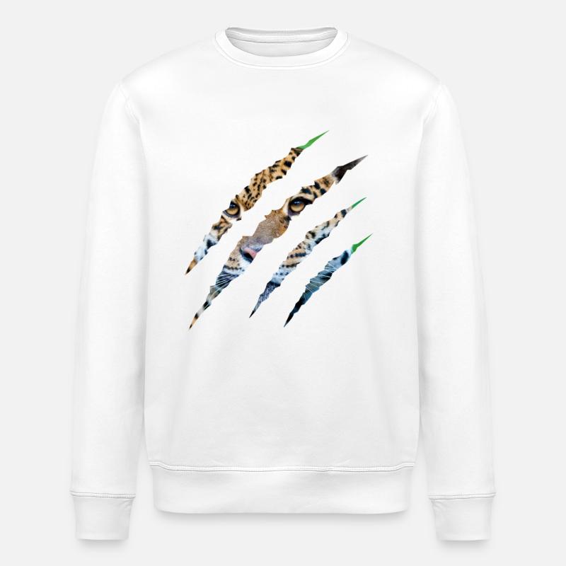 Wild Instinct – Tigeraugen durch die Klaue - Stanley/Stella Unisex Bio-Sweatshirt ROLLER - Weiß