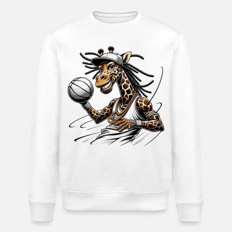 Girafe hipster avec microphone et dreadlocks - Sweat bio ROLLER Stanley/Stella Unisexe - blanc