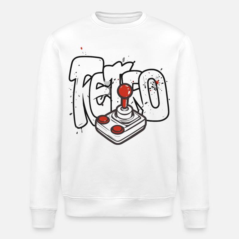 Retrobomber Joystick Design - Stanley/Stella Unisex Bio-Sweatshirt ROLLER - Weiß