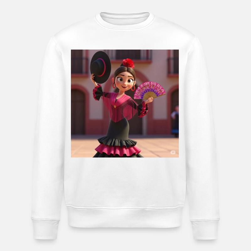 Flamenco mit Kunst - Stanley/Stella Unisex Bio-Sweatshirt ROLLER - Weiß