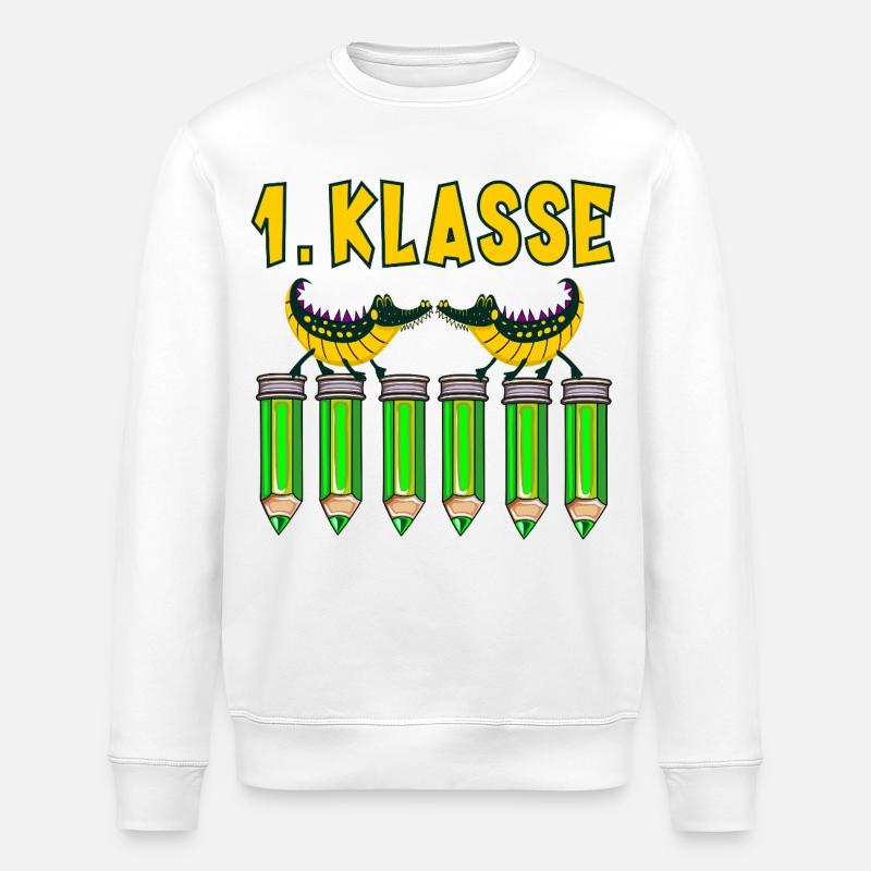 Einschulung 1. Klasse Alligatoren - Stanley/Stella Unisex Bio-Sweatshirt ROLLER - Weiß