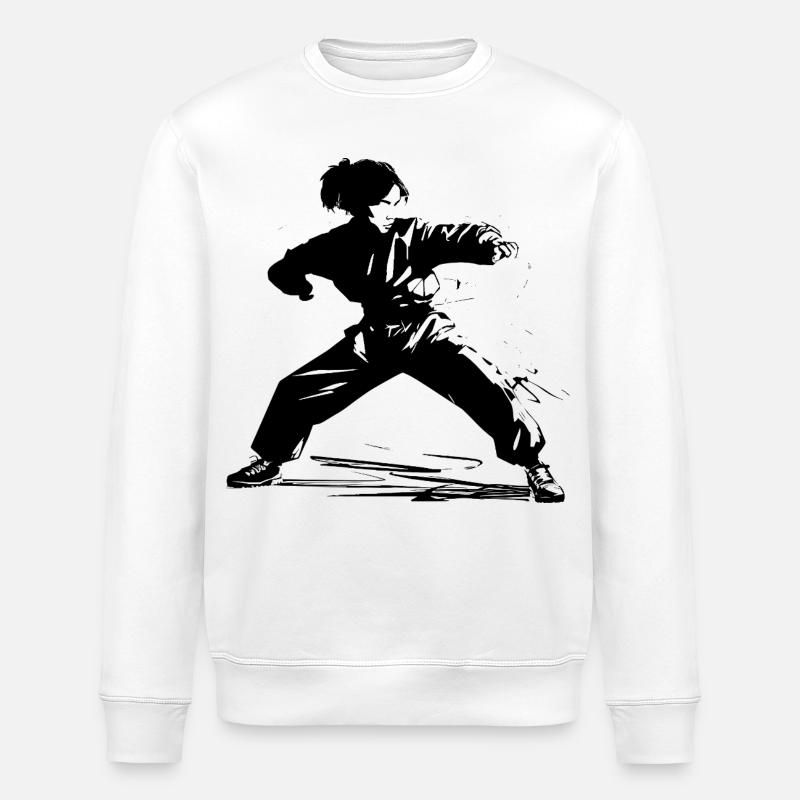 Mädchen Karate Skizze - Stanley/Stella Unisex Bio-Sweatshirt ROLLER - Weiß