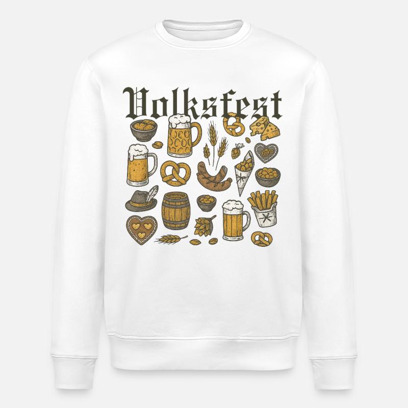 Volksfest Bier und Schmankerl Design - Stanley/Stella Unisex Bio-Sweatshirt ROLLER - Weiß