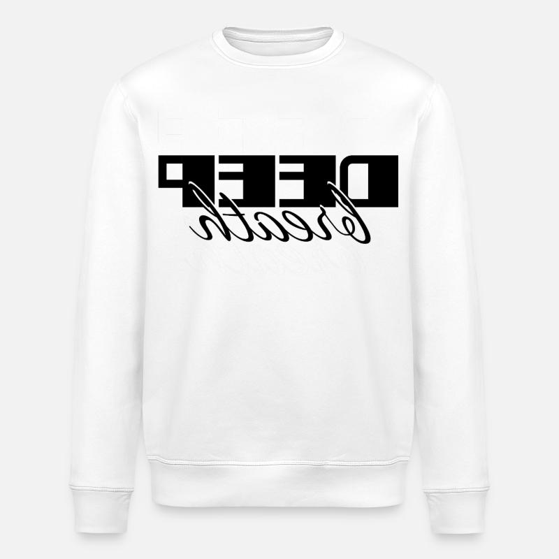Deep Breath Elegantes Selbstfürsorge-Skriptdesign - Stanley/Stella Unisex Bio-Sweatshirt ROLLER - Weiß