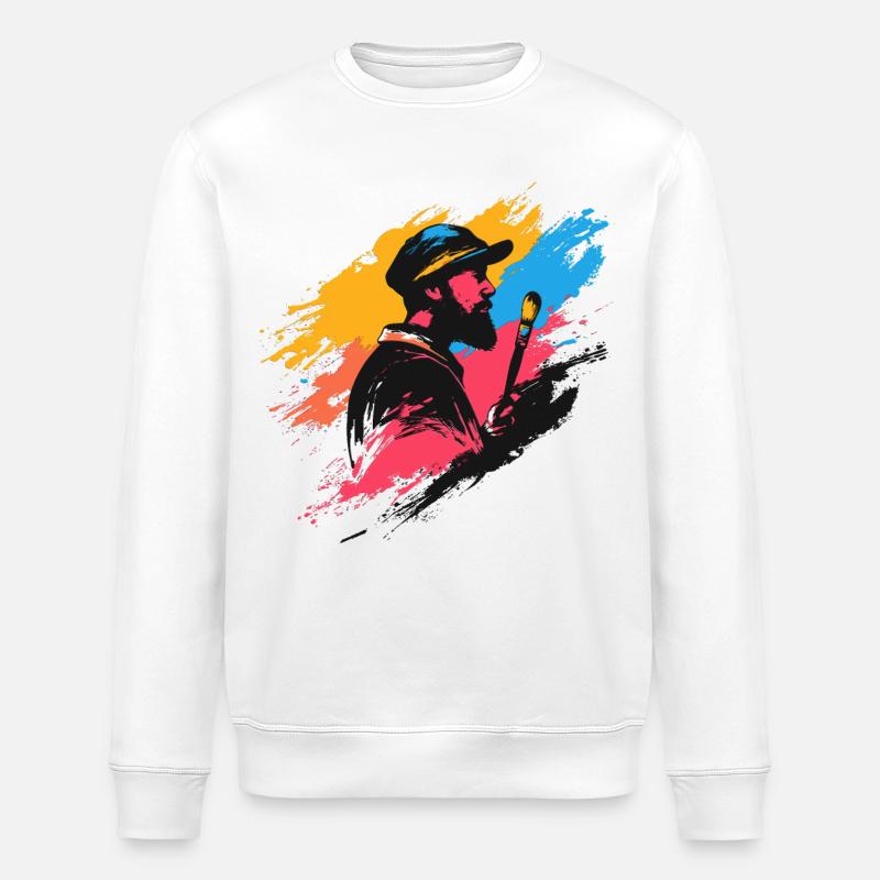 Künstlerischer Maler mit Farbklecks-Design - Stanley/Stella Unisex Bio-Sweatshirt ROLLER - Weiß