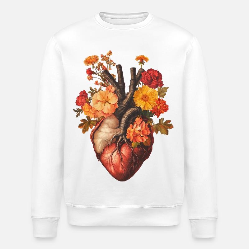 Coeur de fleur - Sweat bio ROLLER Stanley/Stella Unisexe - blanc