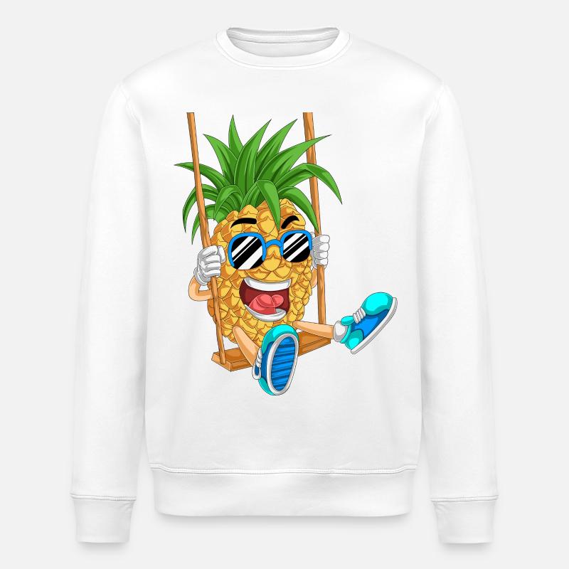 Verspielte Ananas auf Schaukel Design - Stanley/Stella Unisex Bio-Sweatshirt ROLLER - Weiß