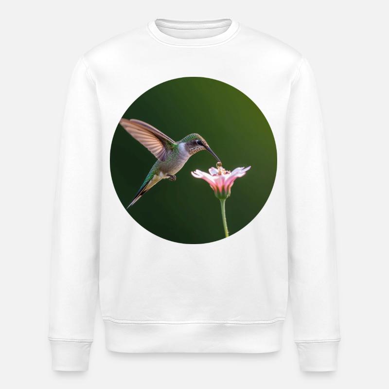 Colibri avec fleur en gros plan - Sweat bio ROLLER Stanley/Stella Unisexe - blanc