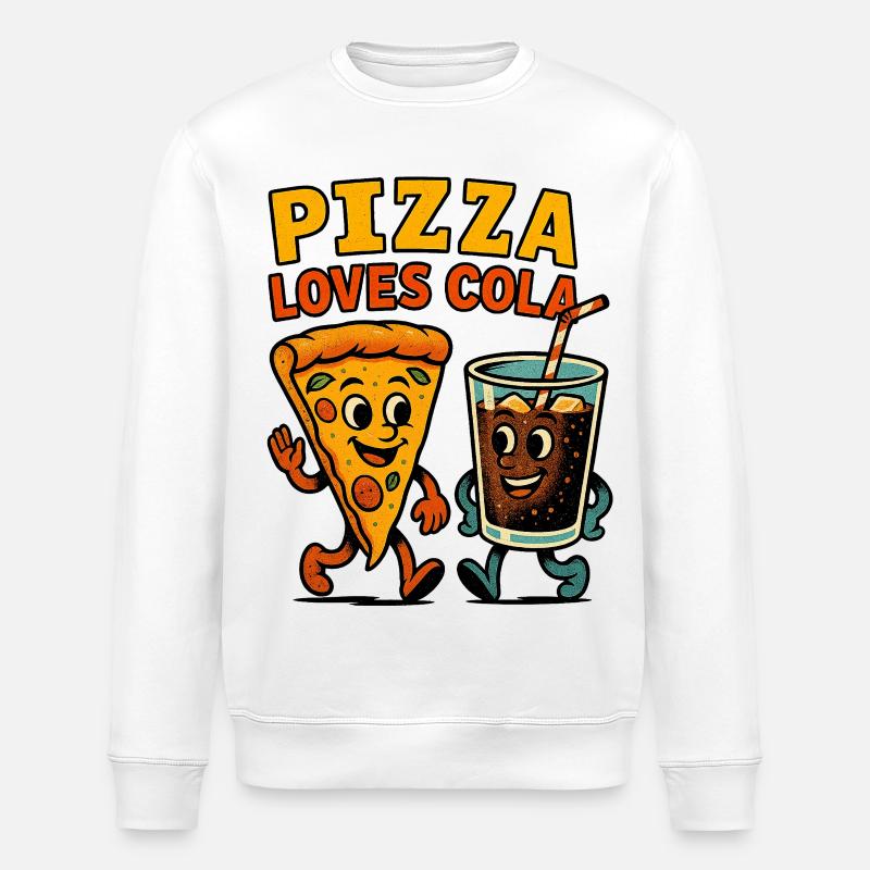 Pizza und Cola Happy Duo Design - Stanley/Stella Unisex Bio-Sweatshirt ROLLER - Weiß