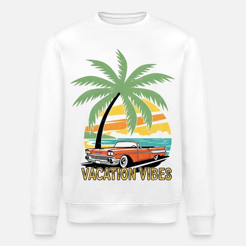 Tropischer Himmel und Oldtimer - Stanley/Stella Unisex Bio-Sweatshirt ROLLER - Weiß