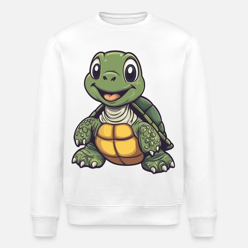 Tortue mignonne et joyeuse :) - Sweat bio ROLLER Stanley/Stella Unisexe - blanc