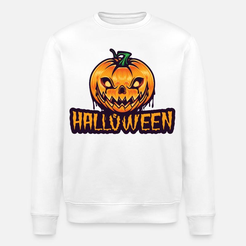Gruseliger Kürbis Halloween Design - Stanley/Stella Unisex Bio-Sweatshirt ROLLER - Weiß