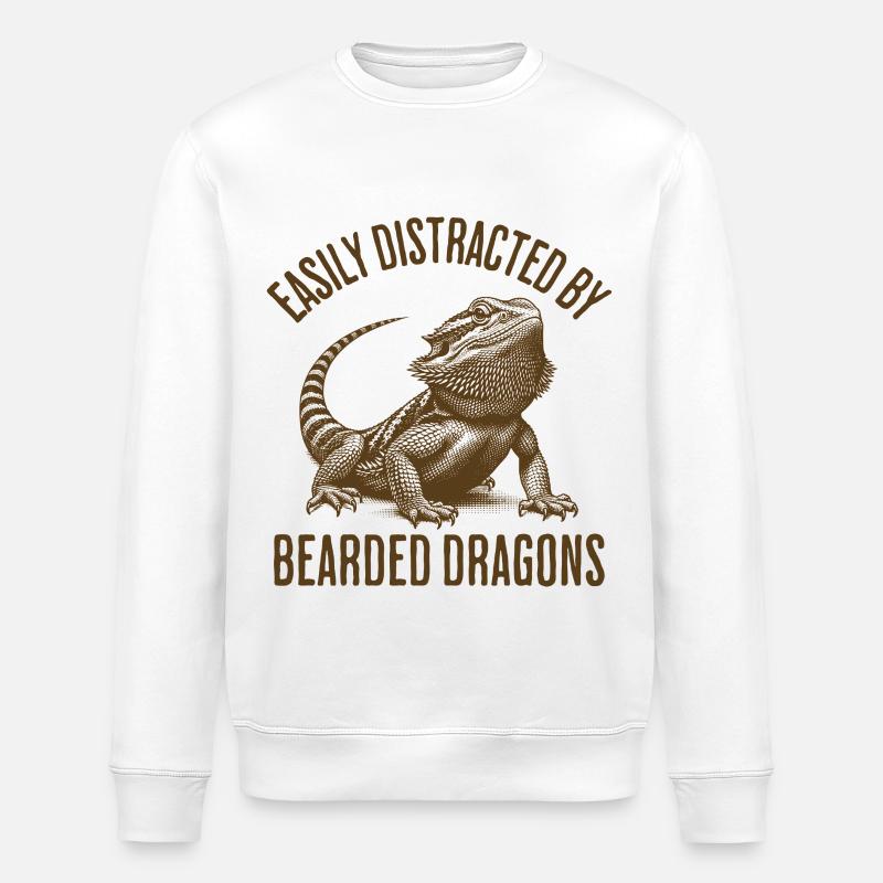Facilement distrait par les dragons barbus - Sweat bio ROLLER Stanley/Stella Unisexe - blanc