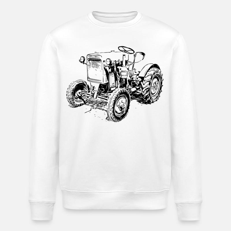 Grüner Traktor Klassiker - Stanley/Stella Unisex Bio-Sweatshirt ROLLER - Weiß
