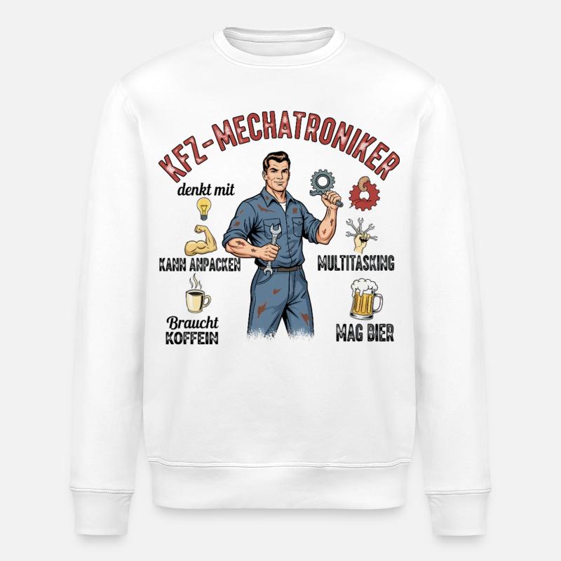 The automotive mechatronics technician - Stanley/Stella ROLLER Unisex Organic Sweatshirt - white