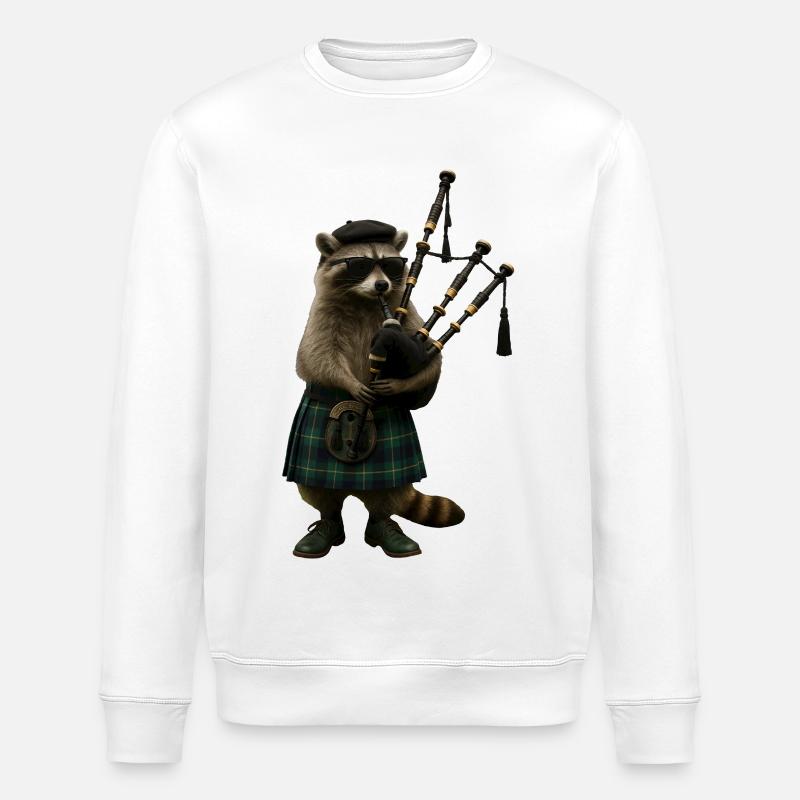 Waschbär Dudelsack - Stanley/Stella Unisex Bio-Sweatshirt ROLLER - Weiß