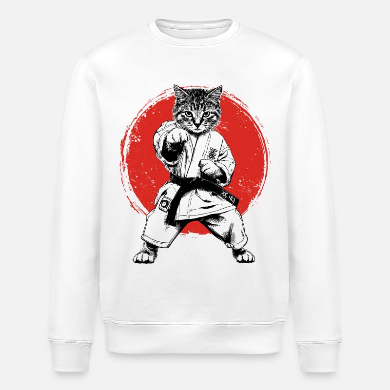 Karaté, Judo, arts martiaux japonais, chat - Sweat bio ROLLER Stanley/Stella Unisexe - blanc