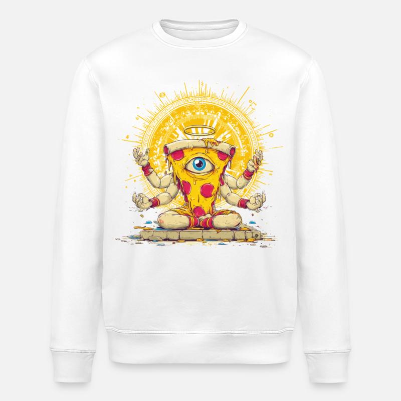 Krasser Pizza-Gott - Stanley/Stella Unisex Bio-Sweatshirt ROLLER - Weiß