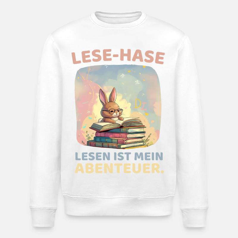 Lecture Bunny Adventure Design - Sweat bio ROLLER Stanley/Stella Unisexe - blanc