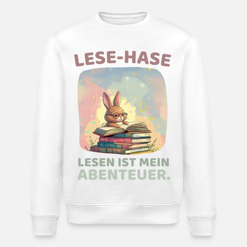 Lecture de lapin avec style aventure - Sweat bio ROLLER Stanley/Stella Unisexe - blanc