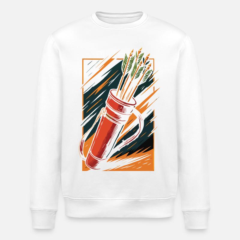 Bogenschießen Bogen Köcher Pfeile Design - Stanley/Stella Unisex Bio-Sweatshirt ROLLER - Weiß
