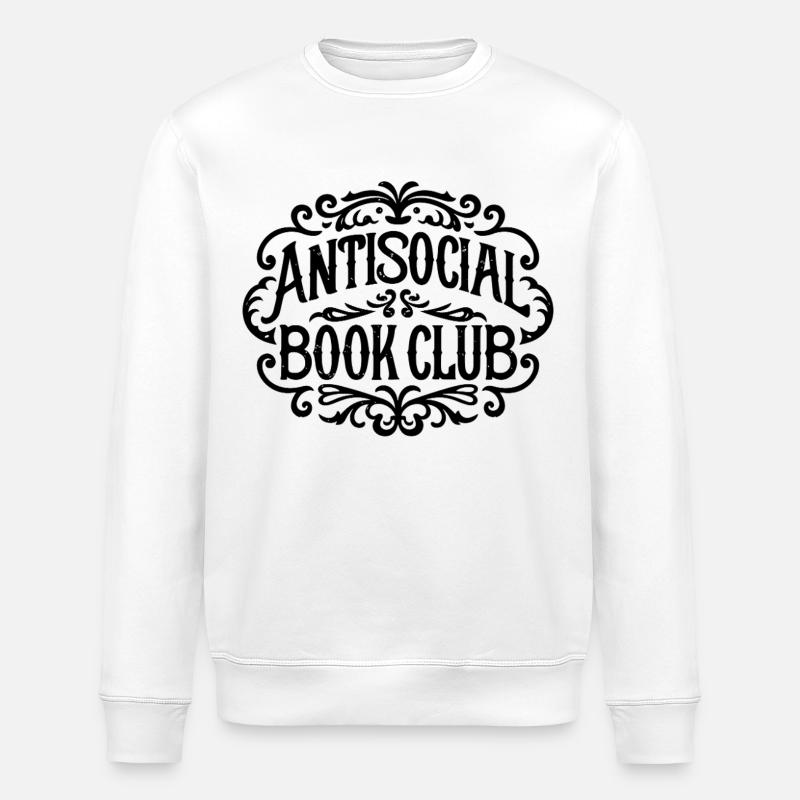 Antisocial bogklub sjov introvert bogorm - Stanley/Stella økologisk unisex-sweatshirt ROLLER - hvid