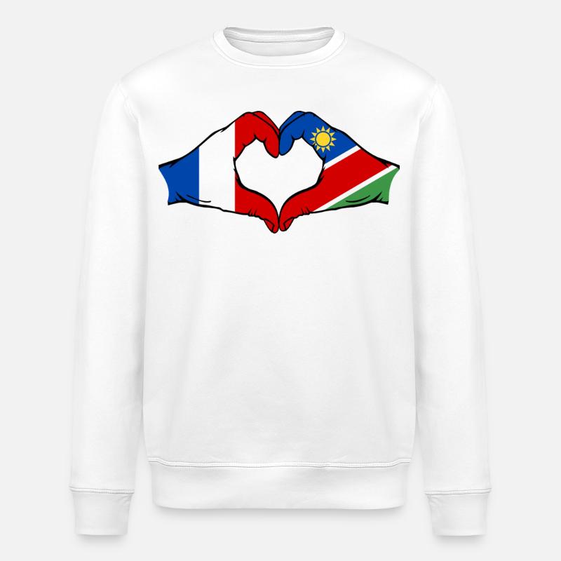 Frankreich Namibia Flagge Herz - Stanley/Stella Unisex Bio-Sweatshirt ROLLER - Weiß