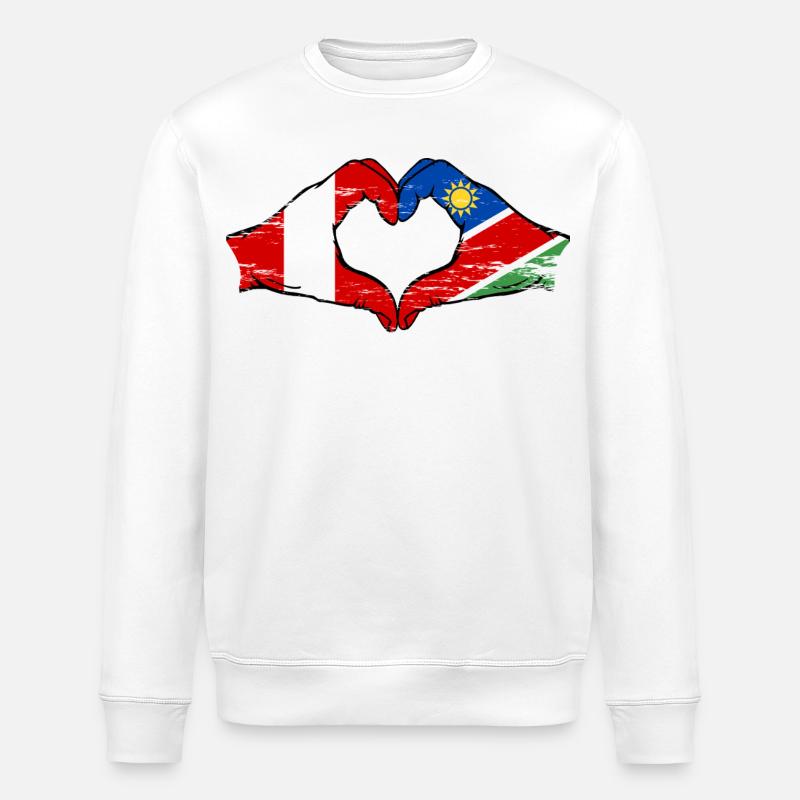 Peru Namibia Flagge Herz used - Stanley/Stella Unisex Bio-Sweatshirt ROLLER - Weiß