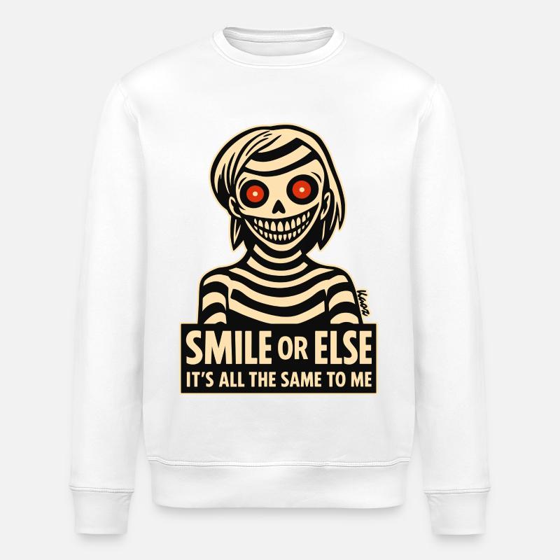 Skelettiges Lächeln mit Botschaft - Stanley/Stella Unisex Bio-Sweatshirt ROLLER - Weiß