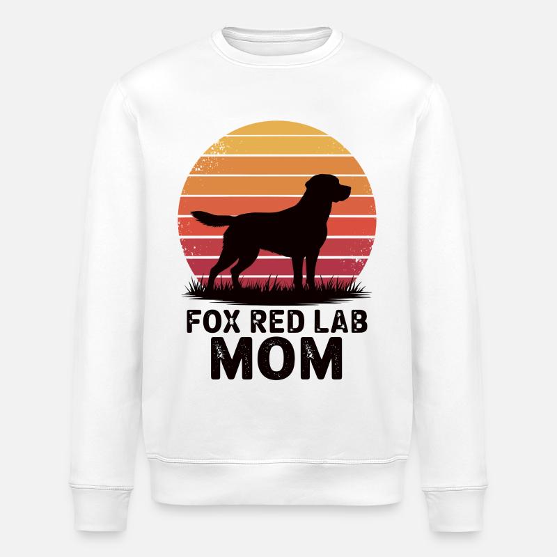 Fox Red Lab Mom – Retro Sunset - Stanley/Stella ROLLER Unisex Organic Sweatshirt - white