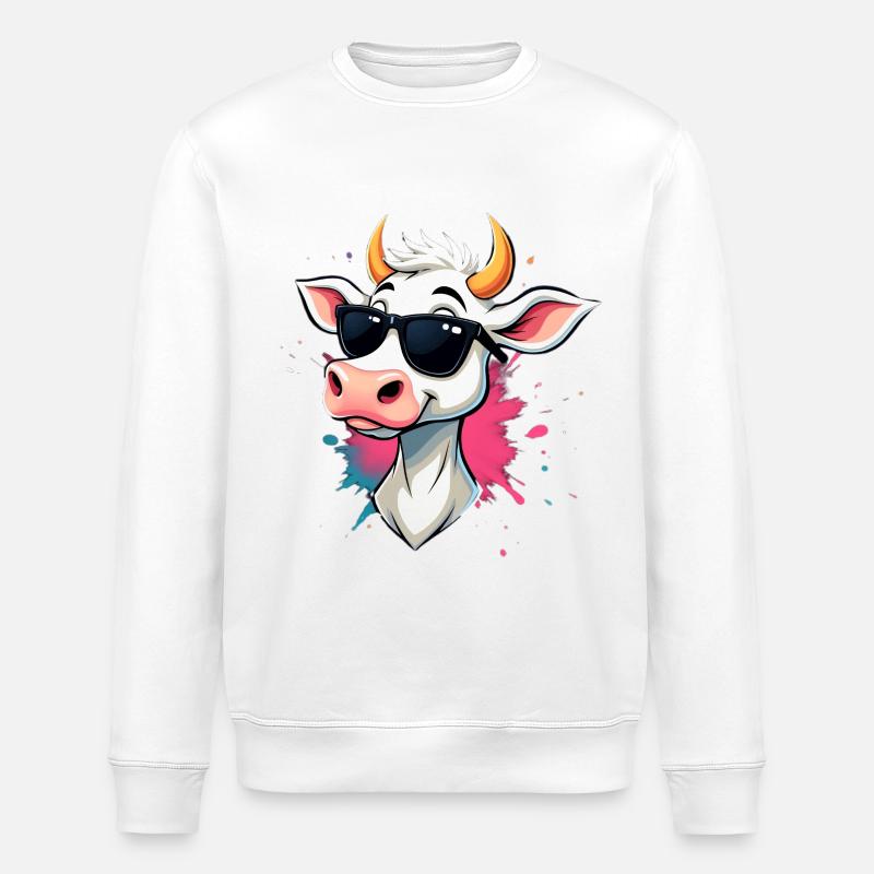 Chillen mit Sonnenbrille Kuh - Stanley/Stella Unisex Bio-Sweatshirt ROLLER - Weiß