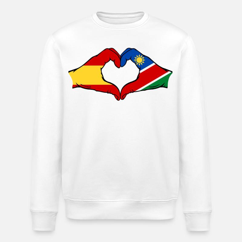 Spanien Namibia Flagge Hände Herzform - Stanley/Stella Unisex Bio-Sweatshirt ROLLER - Weiß