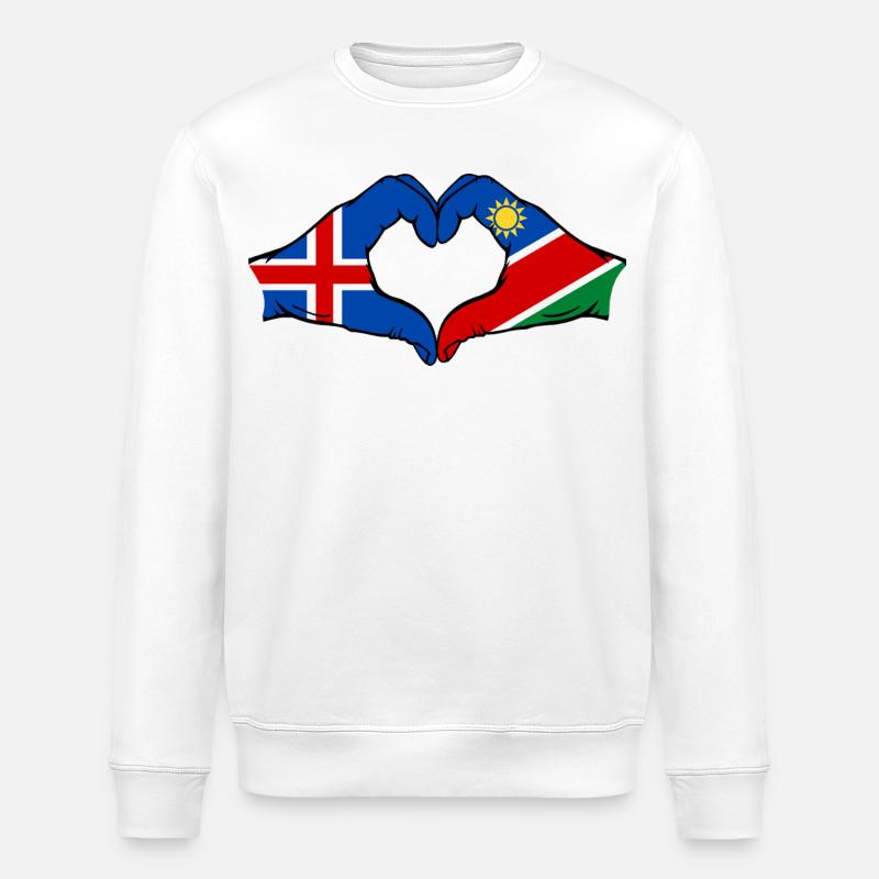 Island_Namibia_Flagge_Hände_Herzform - Stanley/Stella ROLLER Unisex Organic Sweatshirt - white