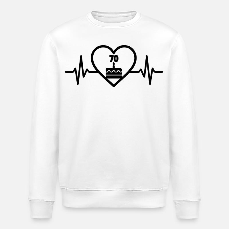 Coeur Anniversaire 70 ans Gâteau - Sweat bio ROLLER Stanley/Stella Unisexe - blanc