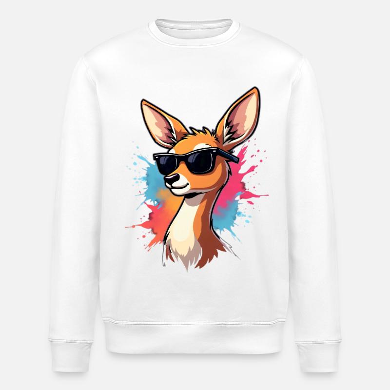 Cool Sonnenbrillen-Rehkitz Illustration - Stanley/Stella Unisex Bio-Sweatshirt ROLLER - Weiß