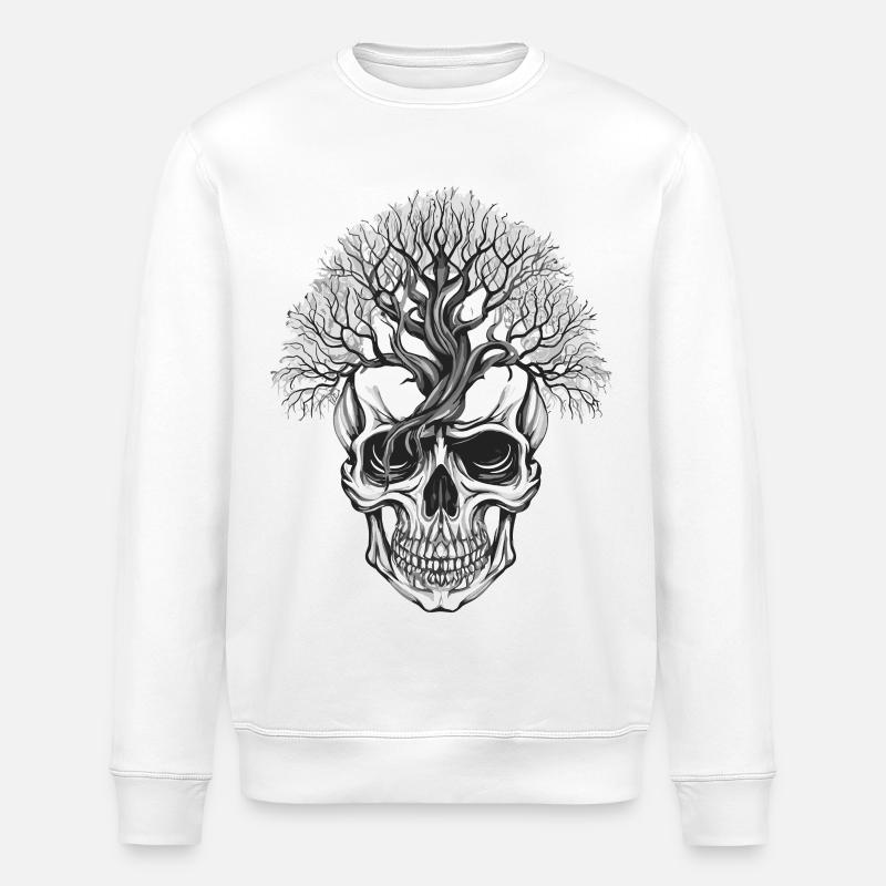 Waldbaum Skull Kunstdesign - Stanley/Stella Unisex Bio-Sweatshirt ROLLER - Weiß