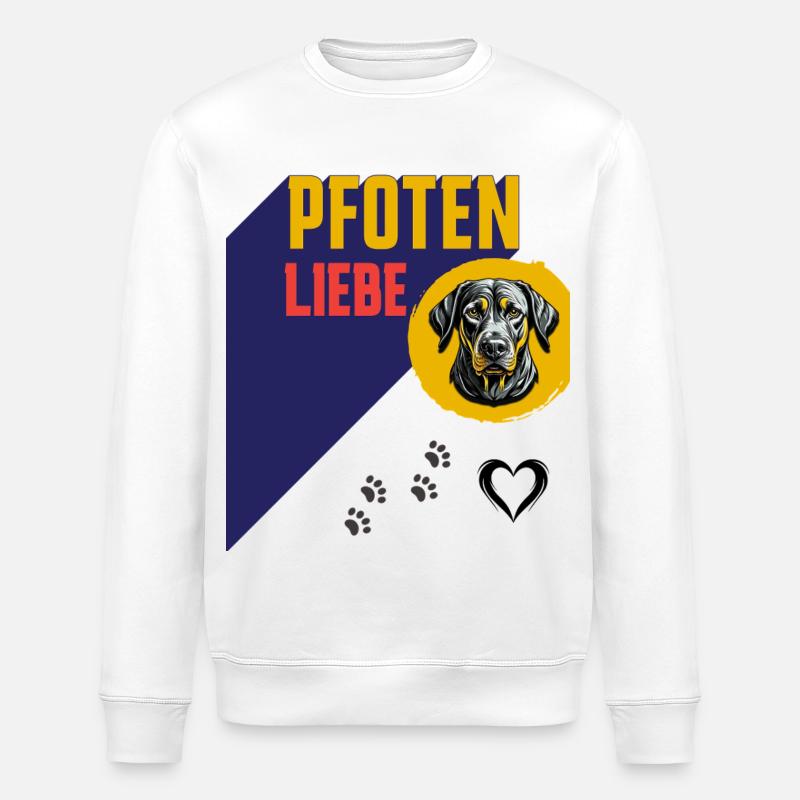 Pfoten Liebe Hundeillustration - Stanley/Stella Unisex Bio-Sweatshirt ROLLER - Weiß