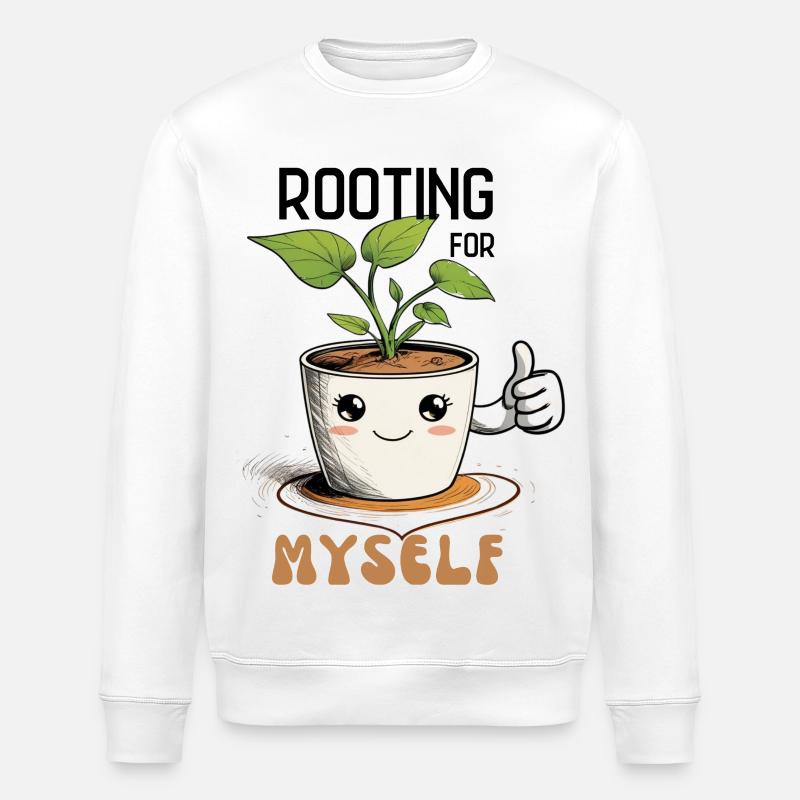 Selbstliebe mit Humor & Pflanzenpower - Stanley/Stella Unisex Bio-Sweatshirt ROLLER - Weiß