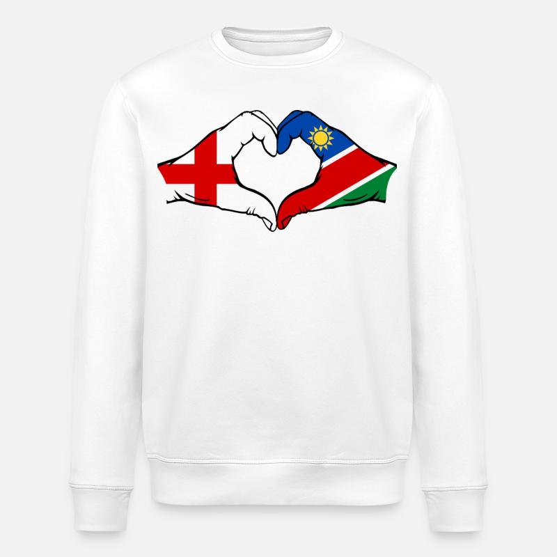 England Namibia Flag Hands Heart - Stanley/Stella ROLLER Unisex Organic Sweatshirt - white
