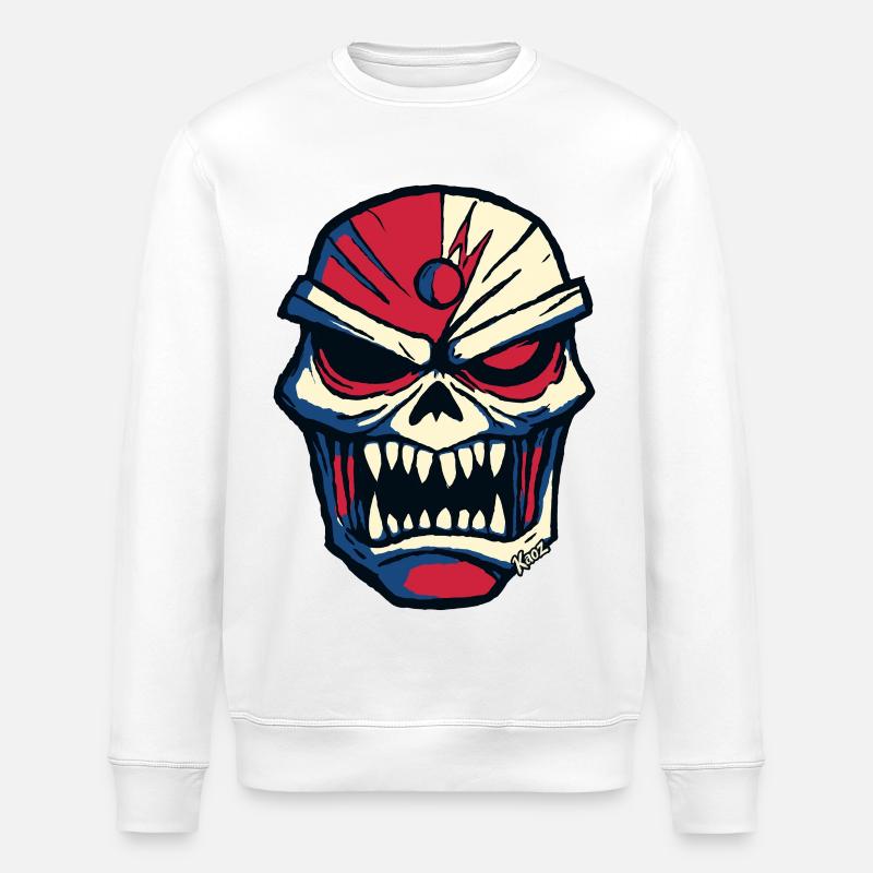 Dark skull in comic style - Stanley/Stella ROLLER Unisex Organic Sweatshirt - white