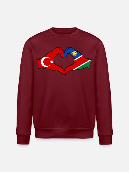 Türkiye Namibia flag hands heart shape - Stanley/Stella ROLLER Unisex Organic Sweatshirt - white