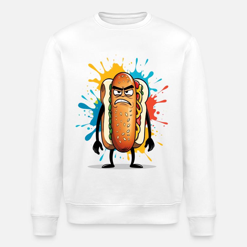 Wütender Hotdog mit Farbexplosion - Stanley/Stella Unisex Bio-Sweatshirt ROLLER - Weiß