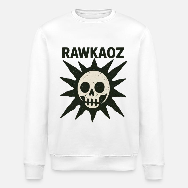 Rawkaoz Skull Sonnenlogo - Stanley/Stella Unisex Bio-Sweatshirt ROLLER - Weiß