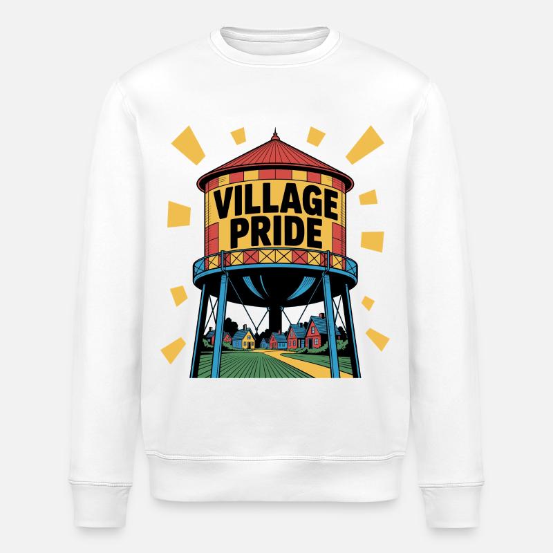Pop Art Wasserturm Buntes Dorfdesign - Stanley/Stella Unisex Bio-Sweatshirt ROLLER - Weiß