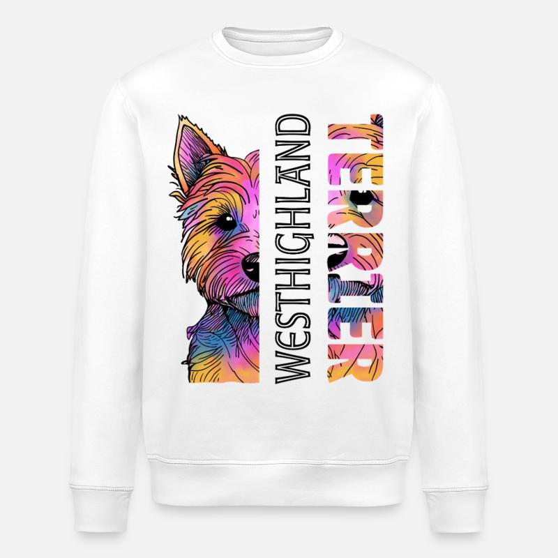 Bunter West Highland Terrier - Stanley/Stella Unisex Bio-Sweatshirt ROLLER - Weiß
