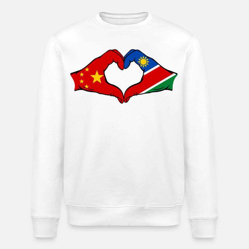 China Namibia Flag Hands Heart Shape - Stanley/Stella ROLLER Unisex Organic Sweatshirt - white