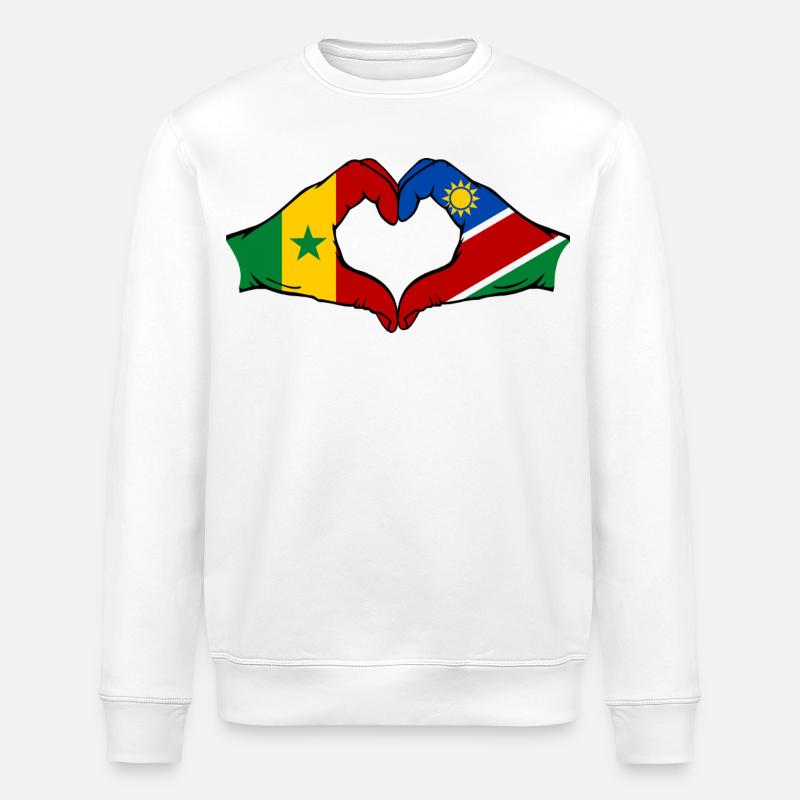 Senegal Namibia Flagge Hände Herzform - Stanley/Stella Unisex Bio-Sweatshirt ROLLER - Weiß