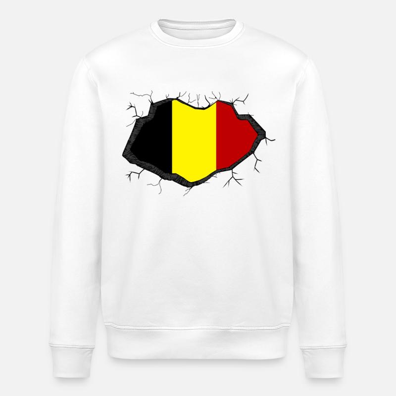 Belgien Flagge - Stanley/Stella Unisex Bio-Sweatshirt ROLLER - Weiß